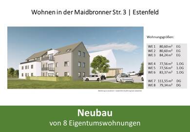 Wohnung zum Kauf provisionsfrei 451.360 € 3 Zimmer 80,6 m² Maidbronner Straße 3 Estenfeld Estenfeld 97230