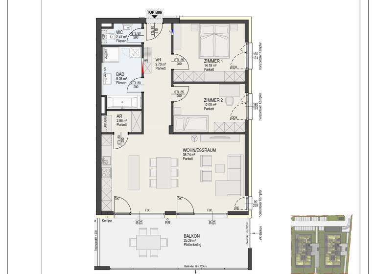 Wohnung zum Kauf - Erstbezug 413.000 € 3 Zimmer 87,9 m² 1. Geschoss frei ab sofort Julius-Raab-Straße 34 St. Peter Klagenfurt(Stadt) 9020