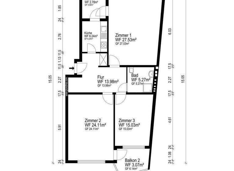 Wohnung zum Kauf 315.000 € 3 Zimmer 97,8 m² 2. Geschoss frei ab 01.07.2026 Bahnhofsvorstadt Bremen 28195