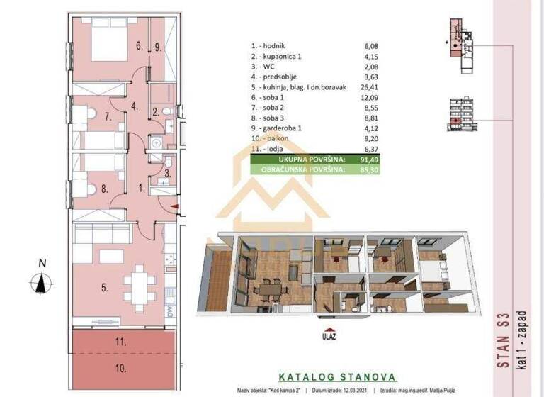 Wohnung zum Kauf 322.000 € 3 Zimmer 91 m² 1. Geschoss Seget