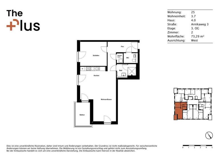 Wohnung zur Miete 885 € 2 Zimmer 73,3 m² 3. Geschoss Arnikaweg 3 Steimker Berg Wolfsburg 38446