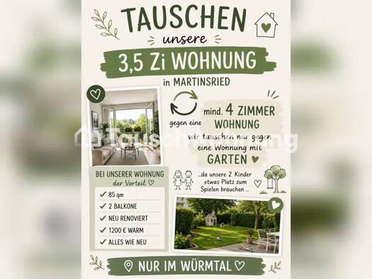 Wohnung zur Miete Tauschwohnung 800 € 3,5 Zimmer 89 m² Martinsried Planegg 82152