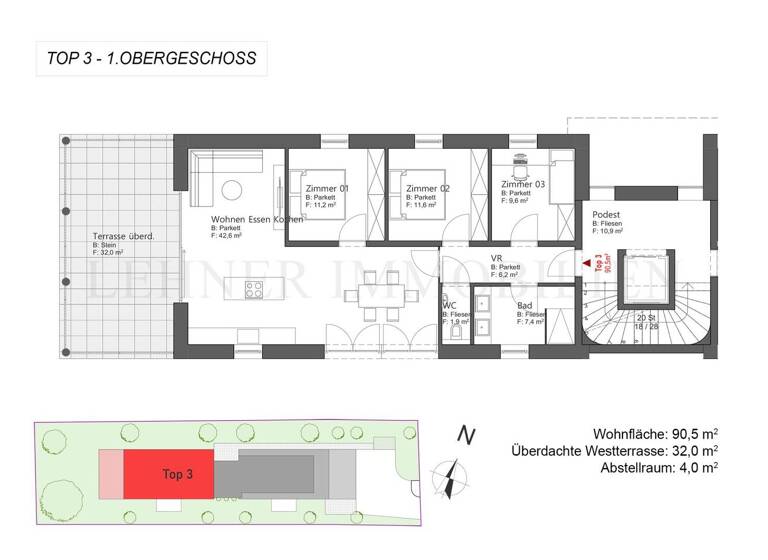 Wohnung zum Kauf - Erstbezug 495.000 € 4 Zimmer 90,5 m² frei ab 31.01.2027 Liebenau Graz,07.Bez.:Liebenau 8041