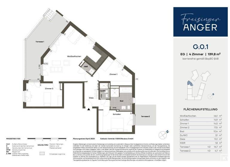 Wohnung zum Kauf 969.000 € 4 Zimmer 139,8 m² EG Angerstraße 48 Freising 85354