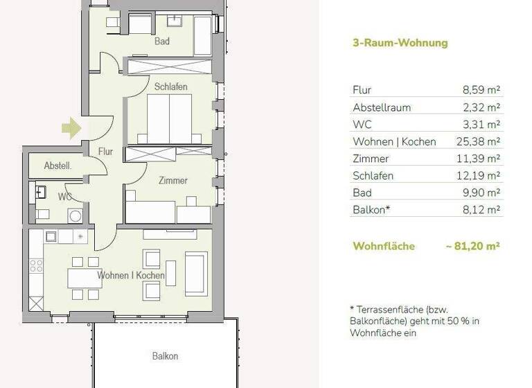 Wohnung zum Kauf - Erstbezug provisionsfrei 386.000 € 3 Zimmer 81,2 m² 2. Geschoss frei ab sofort Am Eichelberg 1f Medingen Ottendorf-Okrilla 01458