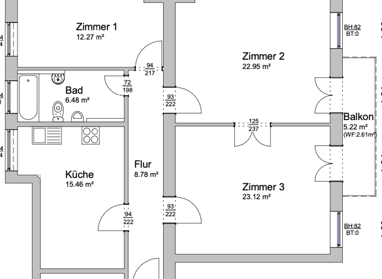 Wohnung zum Kauf 499.000 € 3 Zimmer 92 m² 3. Geschoss Gesundbrunnen Berlin 13357