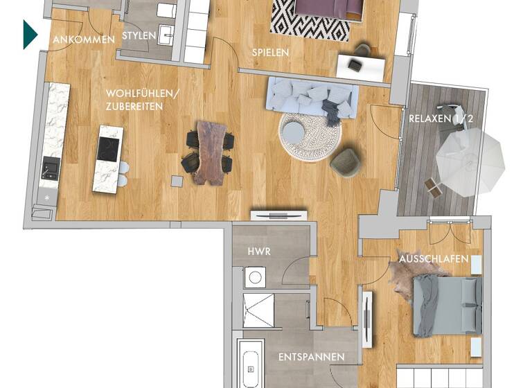 WG-Zimmer zur Miete - Erstbezug 1.412 € 3 Zimmer 116,4 m² 1. Geschoss frei ab 01.09.2026 Straße der Nationen 80 Zentrum Chemnitz 09111
