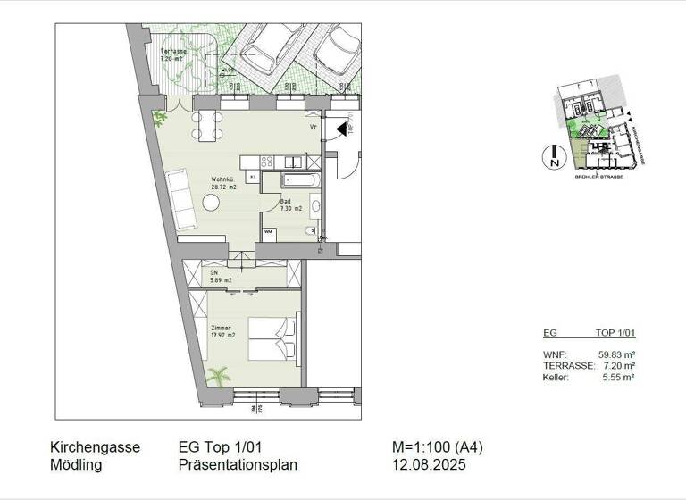 Wohnung zum Kauf 410.000 € 2 Zimmer 59,8 m² Mödling 2340