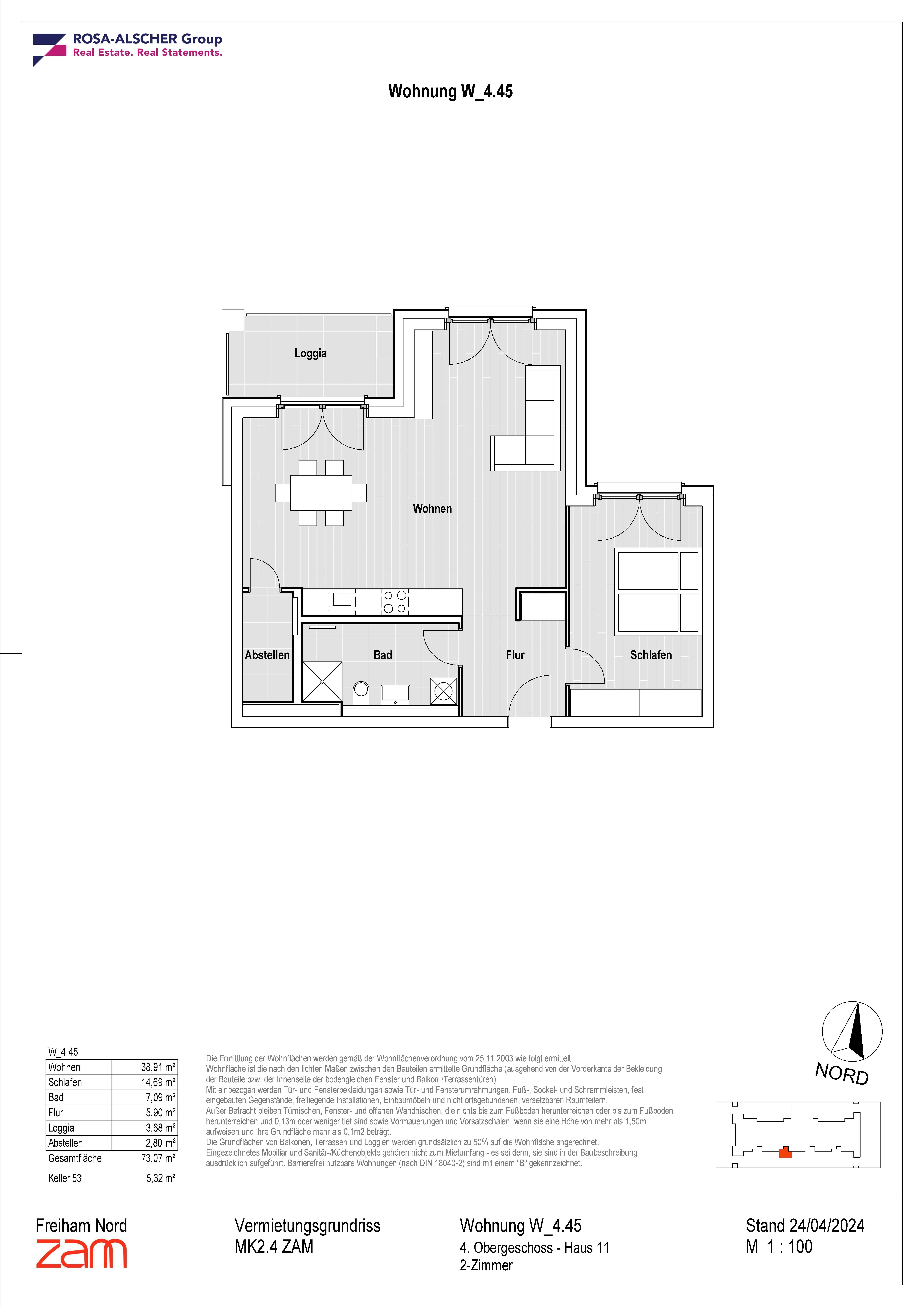Wohnung zur Miete 1.680 € 2 Zimmer 73,1 m²<br/>Wohnfläche 4.<br/>Geschoss ab sofort<br/>Verfügbarkeit Rosa-Kempf-Straße 17 Aubing-Lochhausen-Langwied München 81249
