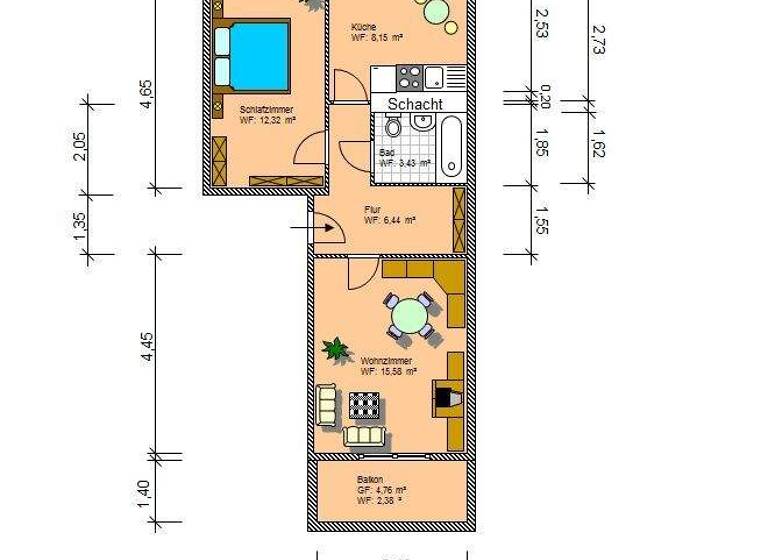 Wohnung zur Miete - Erstbezug 320 € 2 Zimmer 48 m² 3. Geschoss Am Holzwinkel 12 Grimma 04668