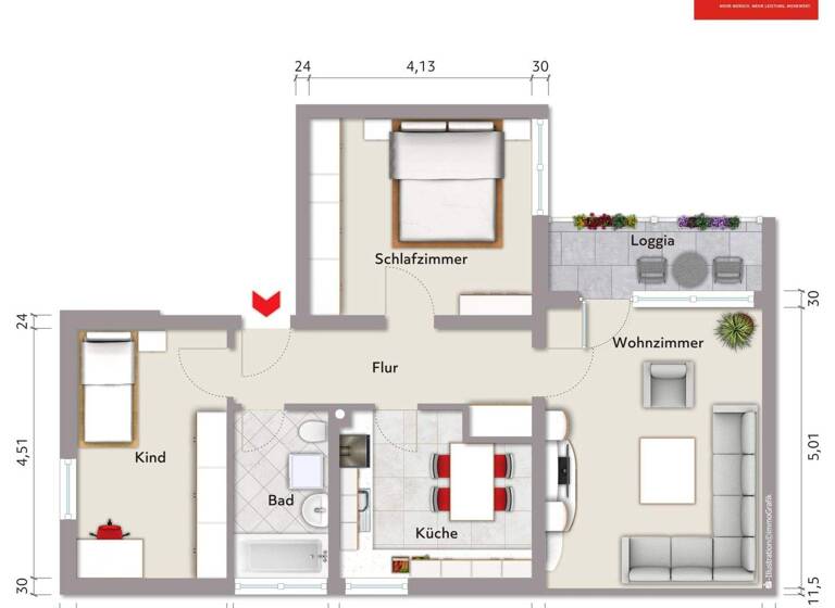 Wohnung zum Kauf 230.000 € 3 Zimmer 70 m² 1. Geschoss frei ab sofort Waldkraiburg 84478