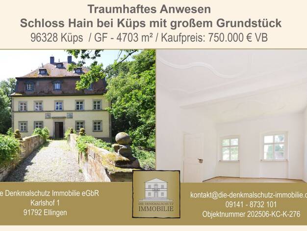 Schloss zum Kauf 750.000 € 386,3 m² 4.703 m² Grundstück frei ab sofort Zum Schloss 2 Hain Küps 96328