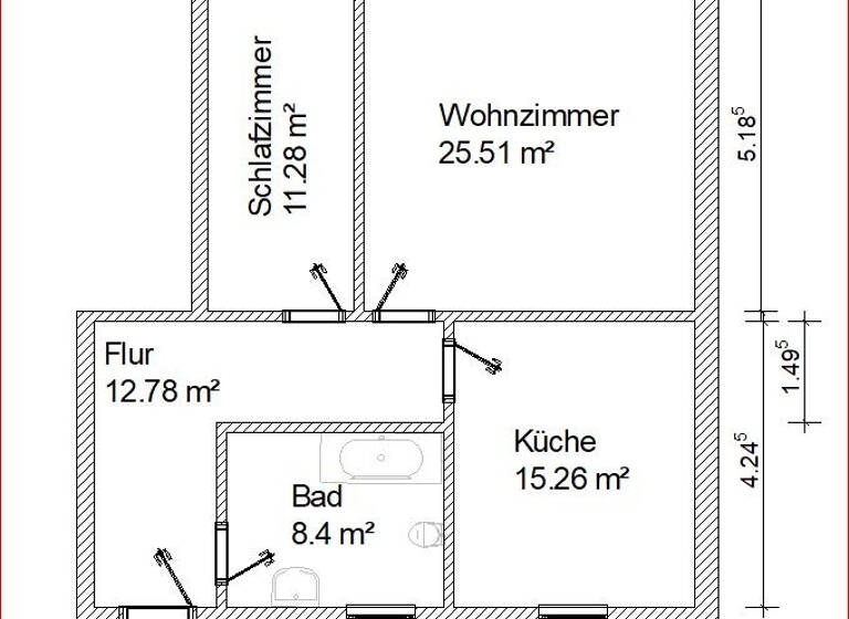 Wohnung zur Miete 385 € 2 Zimmer 74 m² 2. Geschoss Dresdner Straße 31 Roßwein 04741