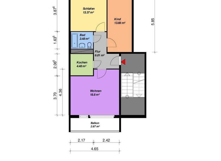 Wohnung zur Miete 314 € 3 Zimmer 62,9 m² 5. Geschoss Cölpiner Str. 3 Ihlenfelder Vorstadt Neubrandenburg 17034