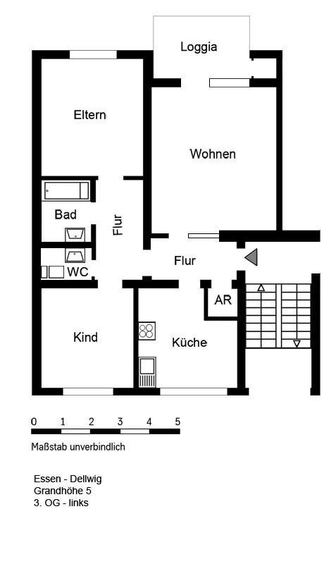 Wohnung zur Miete 722 € 3 Zimmer 73,6 m²<br/>Wohnfläche 3.<br/>Geschoss 01.03.2025<br/>Verfügbarkeit Grandhöhe 5 Dellwig Essen 45357