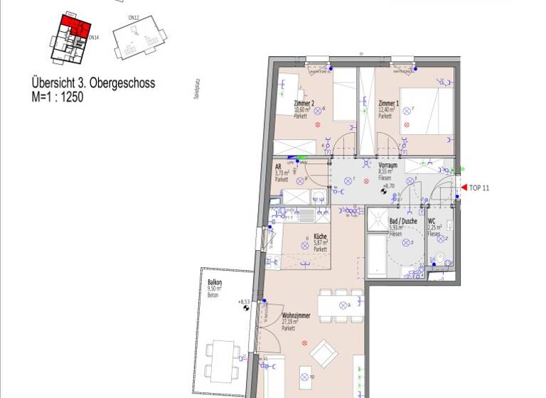 Wohnung zum Kauf - Erstbezug 358.100 € 3 Zimmer 76,5 m² 3. Geschoss Elisabeth Bollenberger - Gasse 10-14 Wiener Neustadt 2700