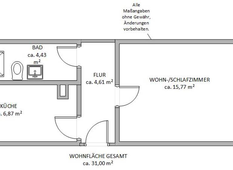 Studio zur Miete 217 € 1 Zimmer 31 m² EG Comeniusstraße 15 Wolfen Bitterfeld-Wolfen 06766