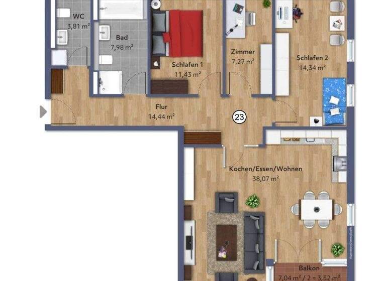 Wohnung zur Miete - Erstbezug 1.765 € 3,5 Zimmer 100,9 m² 1. Geschoss frei ab 01.06.2026 Steigenberg Penzberg 82377