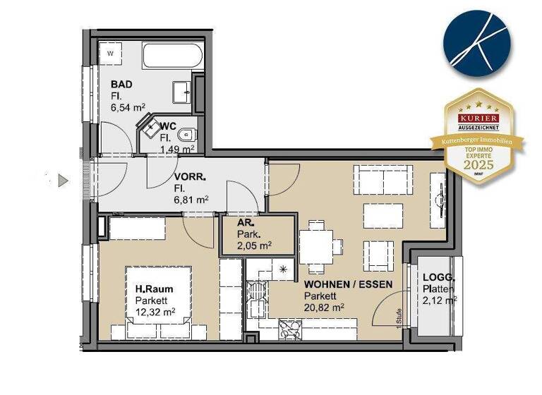 Wohnung zur Miete 660 € 2 Zimmer 50 m² 2. Geschoss Wien 1230