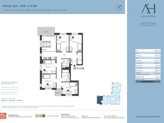 Wohnung zur Miete 1.816 € 6 Zimmer 114 m² 3. Geschoss frei ab sofort Gartenstraße Österberg Tübingen 72074