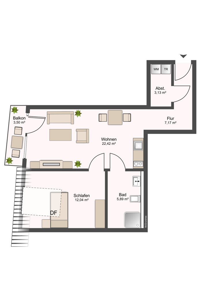 Wohnung zum Kauf 354.900 € 2 Zimmer 51,5 m²<br/>Wohnfläche 4.<br/>Geschoss Gumbertstraße 151 Eller Düsseldorf / Eller 40229