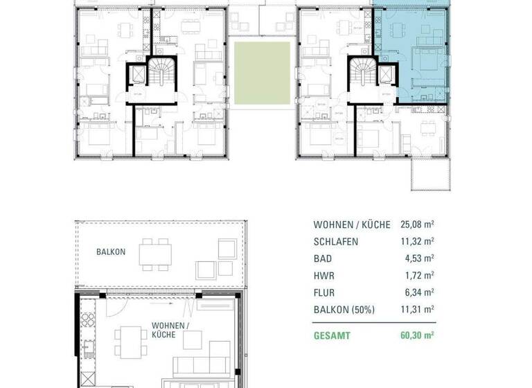 Wohnung zum Kauf - Erstbezug provisionsfrei 399.900 € 2 Zimmer 60,3 m² 1. Geschoss Darmstadt 64285