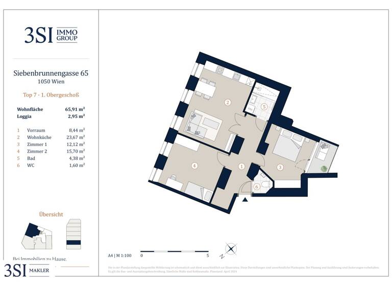 Wohnung zum Kauf - Erstbezug 515.000 € 3 Zimmer 65,9 m² 1. Geschoss Siebenbrunnengasse 65 Wien 1050