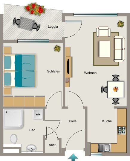 Wohnung zur Miete 517 € 2,5 Zimmer 50,2 m²<br/>Wohnfläche 1.<br/>Geschoss Victoriastraße 15 Hüls - Nord Marl 45772