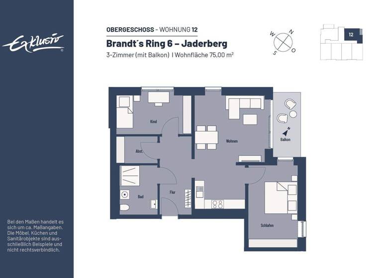 Wohnung zur Miete - Erstbezug 548 € 3 Zimmer 75 m² frei ab 01.07.2026 Jaderberg Jade 26349