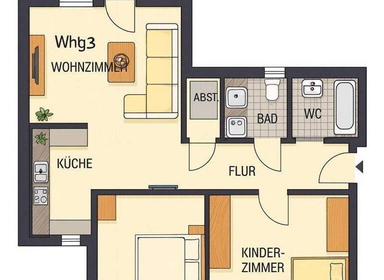 Wohnung zur Miete 501 € 3 Zimmer 69 m² EG Kanalstr. 15 Brunsbüttel 25541
