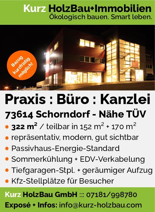 Praxis zum Kauf 8 Zimmer 322 m²<br/>Bürofläche Hegelstrasse 48 Schorndorf - Innenstadt Schorndorf 73614