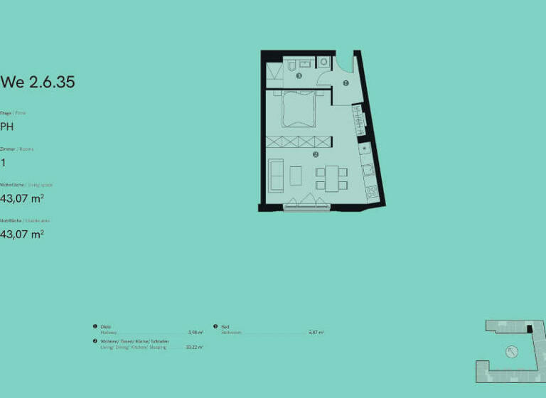 Wohnung zum Kauf provisionsfrei 451.976 € 1 Zimmer 43,1 m²<br/>Wohnfläche 6.<br/>Geschoss Friedrichshain Berlin 10243