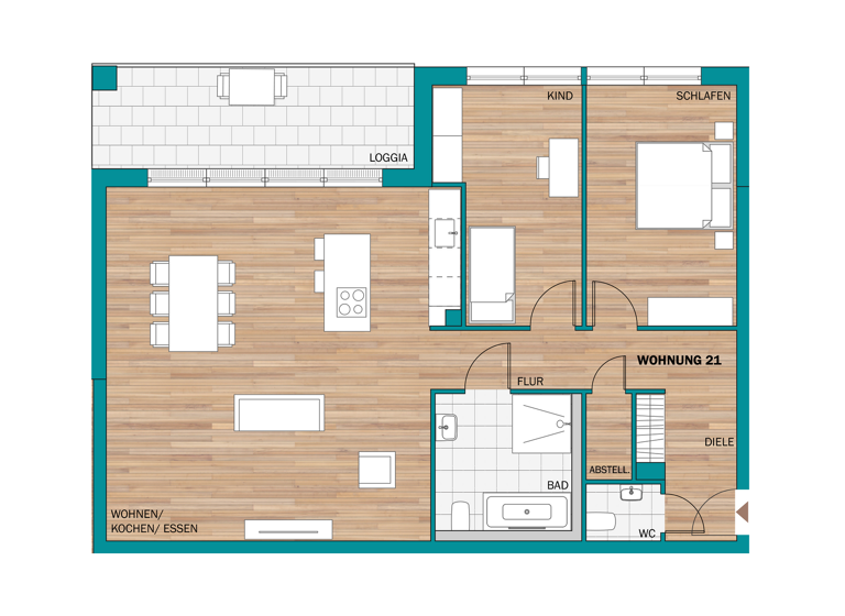 Wohnung zum Kauf provisionsfrei 588.100 € 3 Zimmer 108,9 m² 2. Geschoss frei ab 31.12.2027 Rüsselsheimer Straße 39-41 Waldhof Mannheim 68305