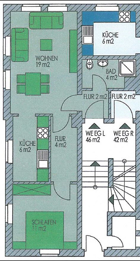 Wohnung zur Miete 280 € 2 Zimmer 45,7 m²<br/>Wohnfläche EG<br/>Geschoss Gabelsberger Straße 9 Oberplanitz 571 Zwickau 08064