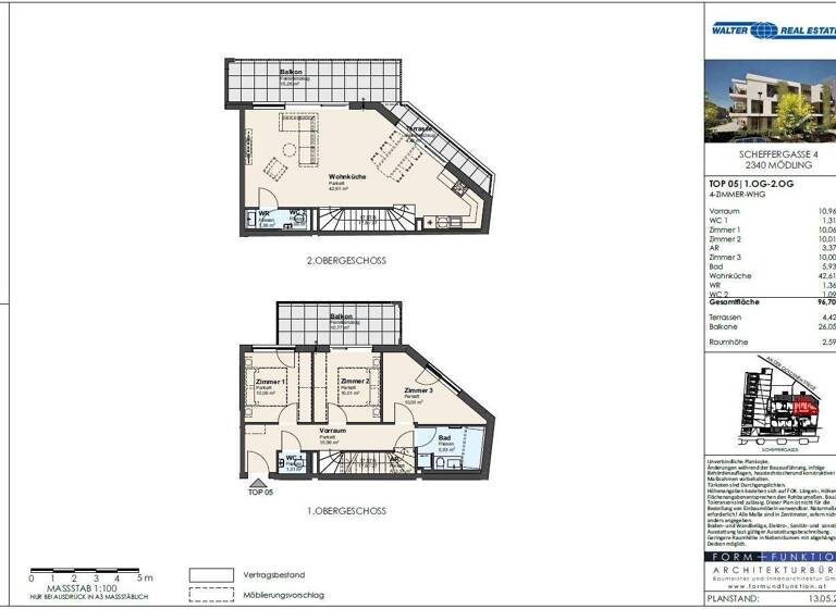 Maisonette zur Miete 2.089 € 4 Zimmer 96,7 m² 1. Geschoss Mödling 2340