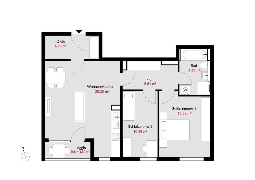 Wohnung zum Kauf provisionsfrei 999.000 € 3 Zimmer 71,6 m²<br/>Wohnfläche 5.<br/>Geschoss Neuhausen München 80634