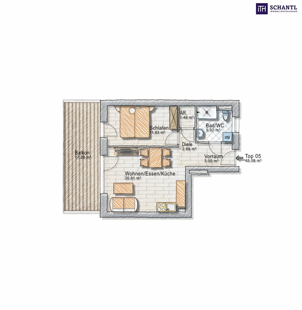 Wohnung zum Kauf 224.949 € 2 Zimmer 45,1 m²<br/>Wohnfläche 1.<br/>Geschoss Liebenau Graz,07.Bez.:Liebenau 8041