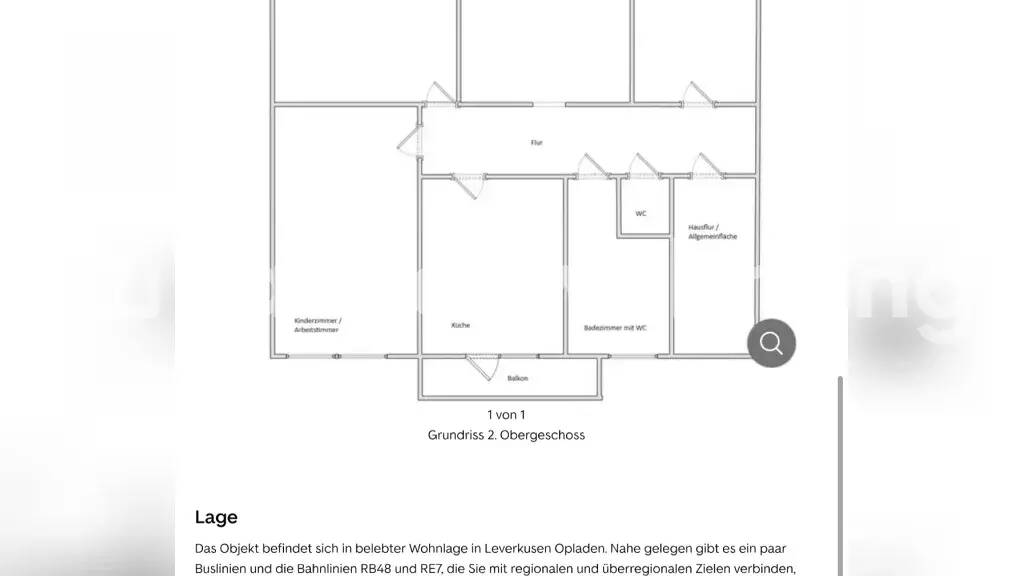 Wohnung zur Miete Tauschwohnung 1.700 € 4 Zimmer 120 m² 1. Geschoss Opladen Leverkusen 51379
