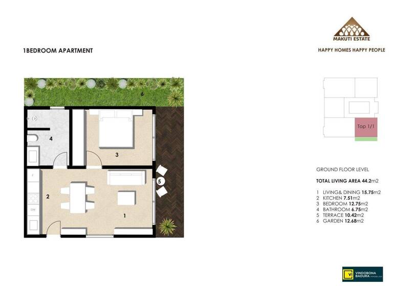 Wohnung zum Kauf - Erstbezug 91.525 € 2 Zimmer 44,2 m² EG Paje 73204