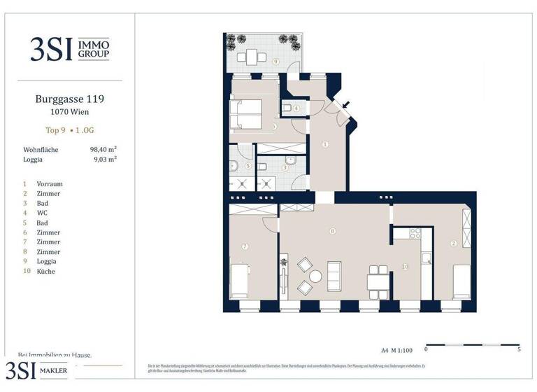 Wohnung zum Kauf - Erstbezug 788.000 € 4 Zimmer 96,5 m² 2. Geschoss Burggasse 119 Wien 1070