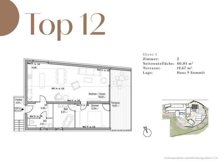 Wohnung zum Kauf - Erstbezug 650.000 € 2 Zimmer 80 m² 2. Geschoss Tibitsch St. Martin am Techelsberg 9212