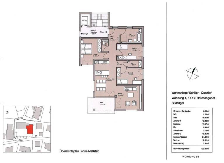 Wohnung zum Kauf provisionsfrei 747.130 € 4,5 Zimmer 122 m² 1. Geschoss Schillerstraße Wangen Wangen im Allgäu 88239