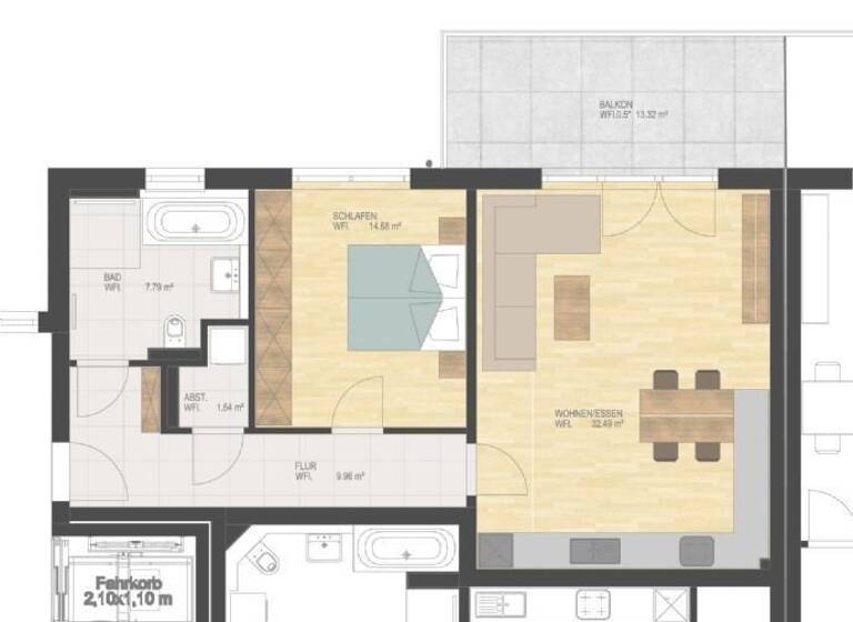 Wohnung zum Kauf - Neubau provisionsfrei 349.900 € 2 Zimmer 73,2 m²<br/>Wohnfläche 1.<br/>Geschoss Waldkraiburg Waldkraiburg 84478