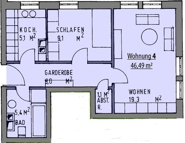 Wohnung zur Miete 397 € 2,5 Zimmer 47 m²<br/>Wohnfläche EG<br/>Geschoss Karlstraße 3 Marktredwitz Marktredwitz 95615