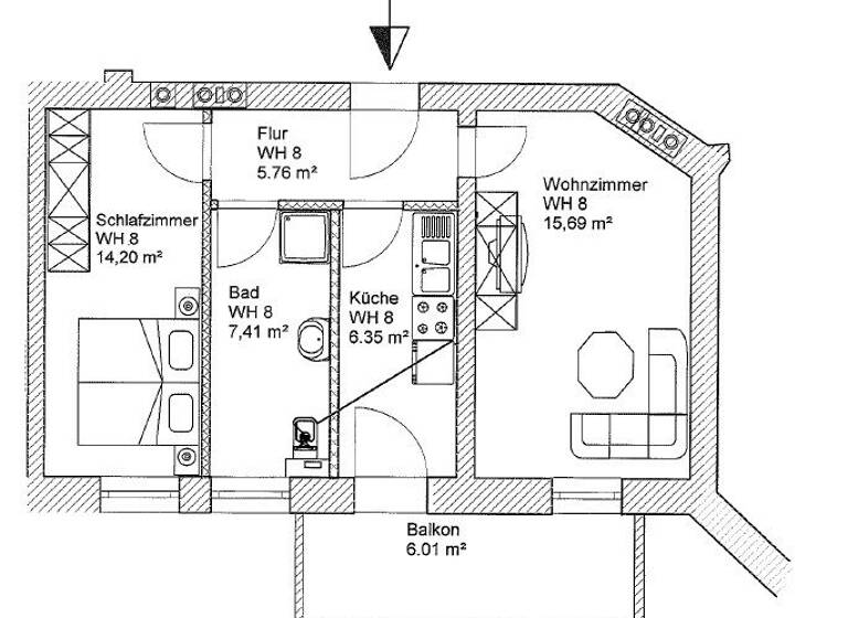 Wohnung zur Miete 404 € 2 Zimmer 52,4 m² 1. Geschoss Erich-Weinert-Straße 3 Leipziger Str. Magdeburg 39112