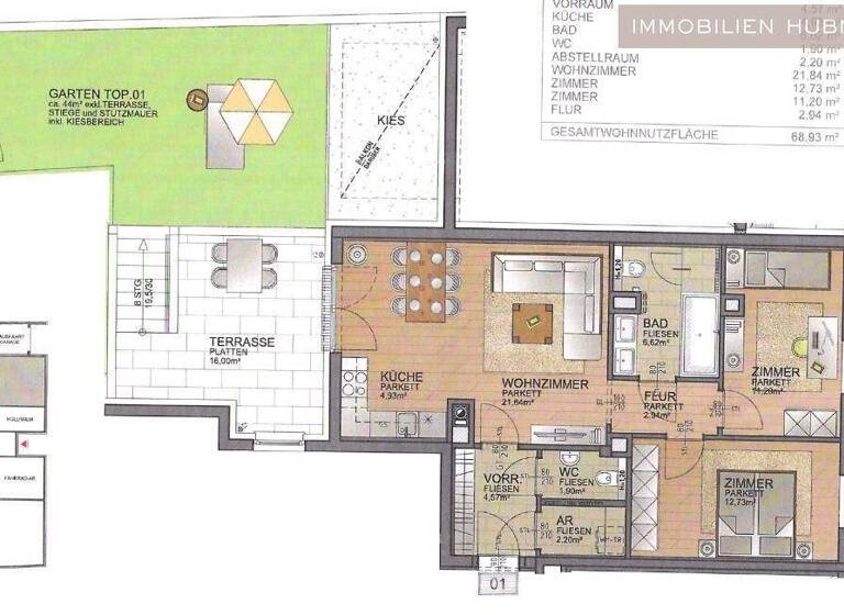 Wohnung zur Miete 1.080 € 3 Zimmer 70 m² EG Maria Enzersdorf 2344