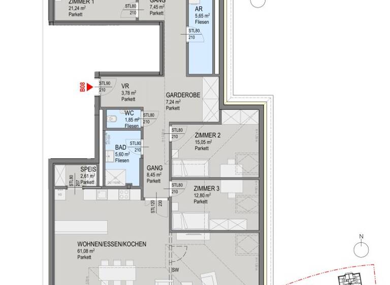 Wohnung zum Kauf provisionsfrei 1.043.100 € 4 Zimmer 168,8 m² 2. Geschoss Helenenstraße Baden 2500