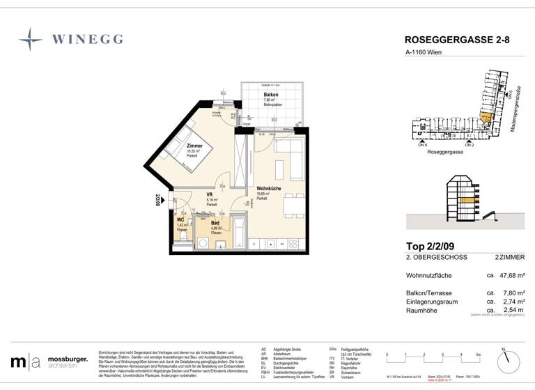 Wohnung zum Kauf - Erstbezug 292.000 € 2 Zimmer 47,7 m² 2. Geschoss Roseggergasse 2-8 Wien 1160