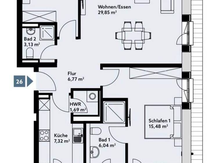 Wohnung zum Kauf - Erstbezug provisionsfrei 529.000 € 3 Zimmer 86,7 m² 3. Geschoss Gete Bremen 28329