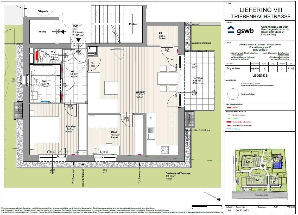 Wohnung zum Kauf provisionsfrei 610.471 € 3 Zimmer 71,9 m²<br/>Wohnfläche EG<br/>Geschoss Triebenbachstraße 20A Liefering II Salzburg(Stadt) 5020